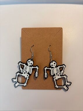 Fashion Jewelry Black and White Skeleton Drop Earrings